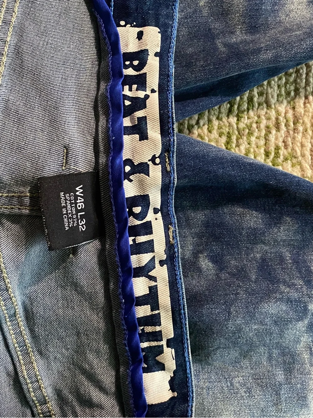 Distressed Washed Blue Men's Jeans